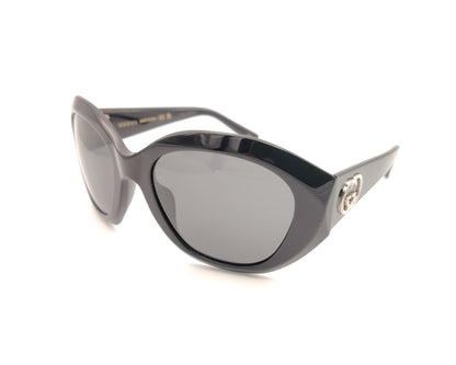 gafas de sol gucci gg2200s oversize de acetato negro con montura redondeada y logo gg metálico en las varillas