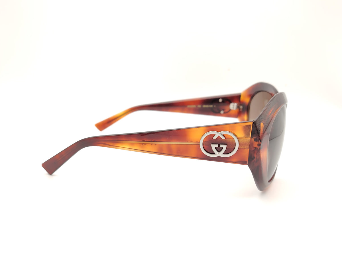 gafas de sol gucci gg2200s oversize de acetato carey con montura redondeada y logo gg metálico en las varillas
