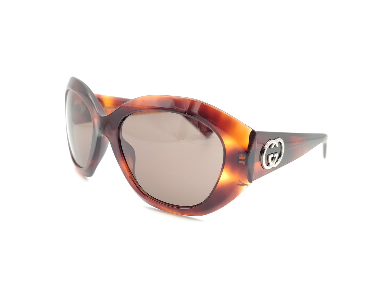 gafas de sol gucci gg2200s oversize de acetato carey con montura redondeada y logo gg metálico en las varillas