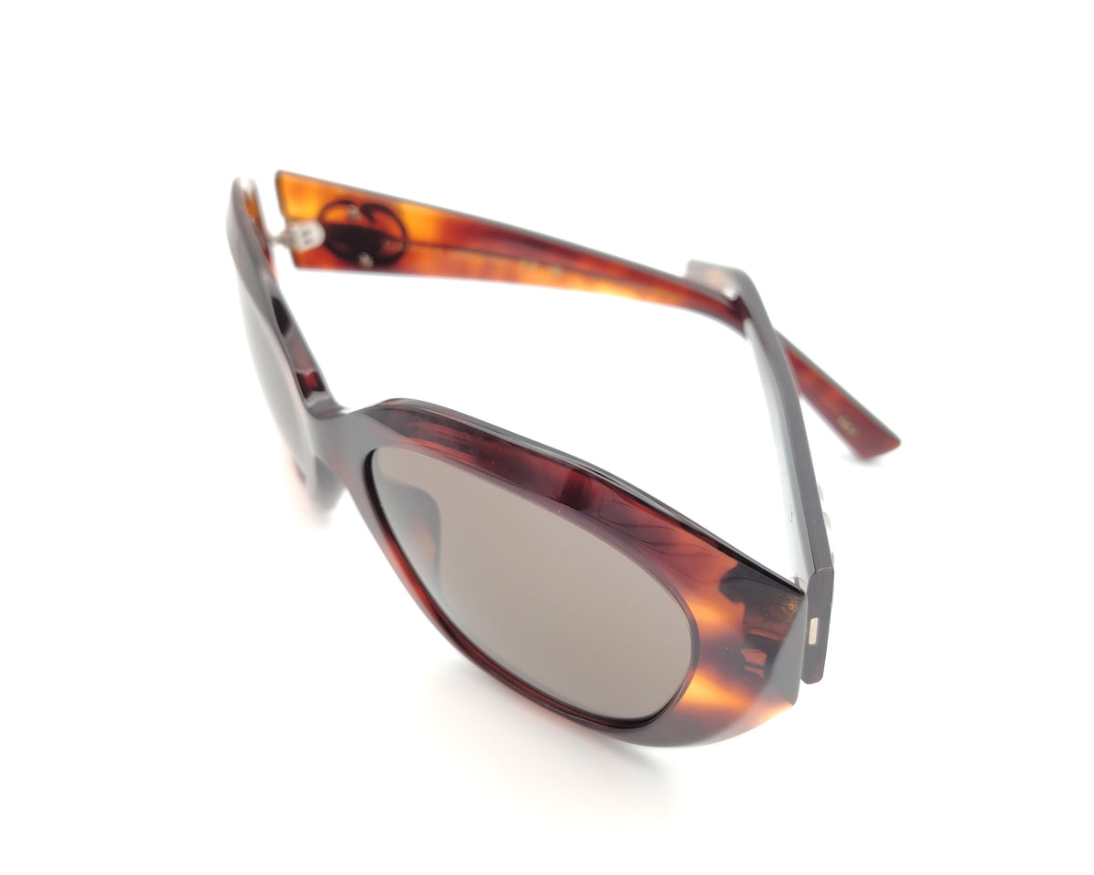gafas de sol gucci gg2200s oversize de acetato carey con montura redondeada y logo gg metálico en las varillas