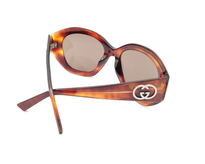 gafas de sol gucci gg2200s oversize de acetato carey con montura redondeada y logo gg metálico en las varillas