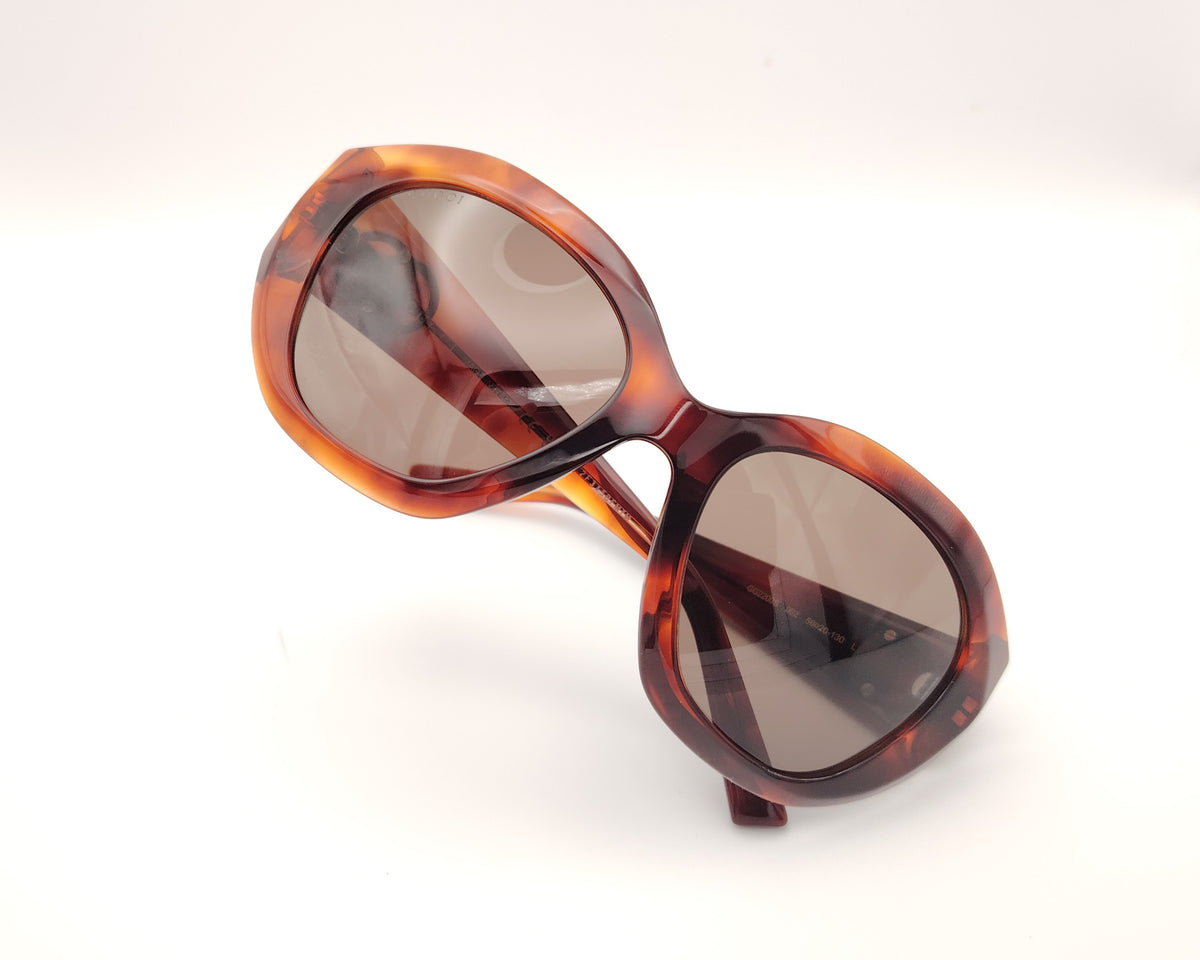 gafas de sol gucci gg2200s oversize de acetato carey con montura redondeada y logo gg metálico en las varillas