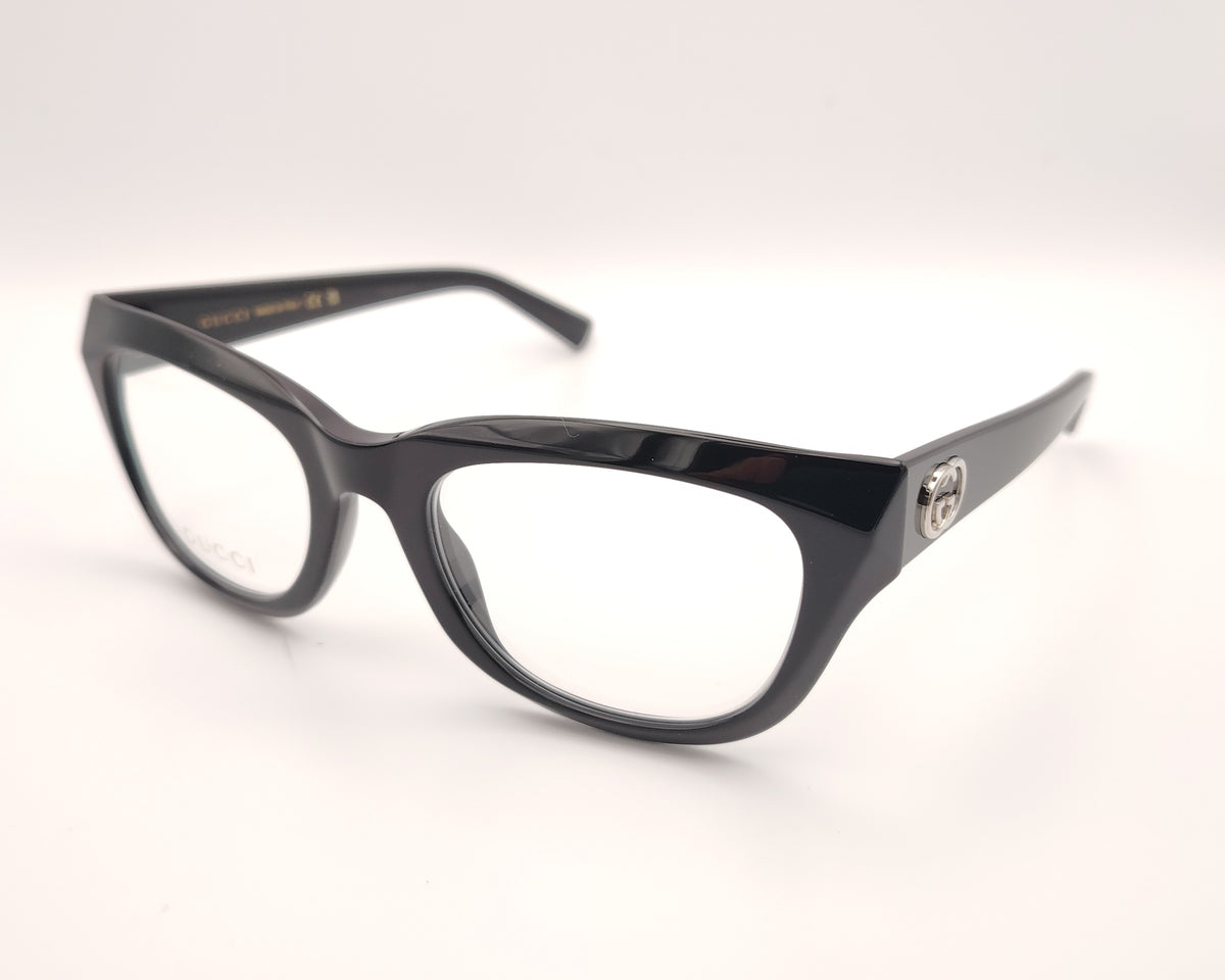 gafas graduadas gucci gg2202o de acetato con montura geométrica  color negro ligeramente cat eye y logo gg metálico en las varillas