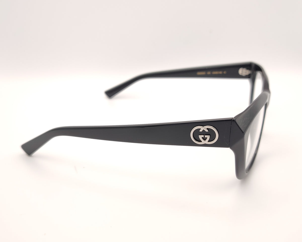 gafas graduadas gucci gg2202o de acetato con montura geométrica  color negro ligeramente cat eye y logo gg metálico en las varillas