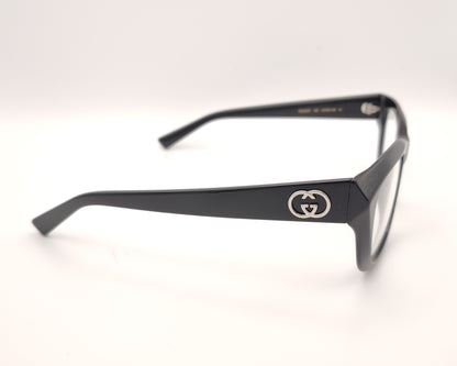 gafas graduadas gucci gg2202o de acetato con montura geométrica  color negro ligeramente cat eye y logo gg metálico en las varillas