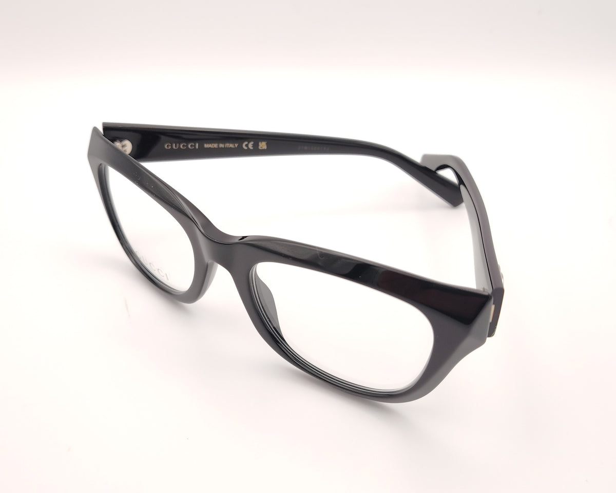 gafas graduadas gucci gg2202o de acetato con montura geométrica  color negro ligeramente cat eye y logo gg metálico en las varillas