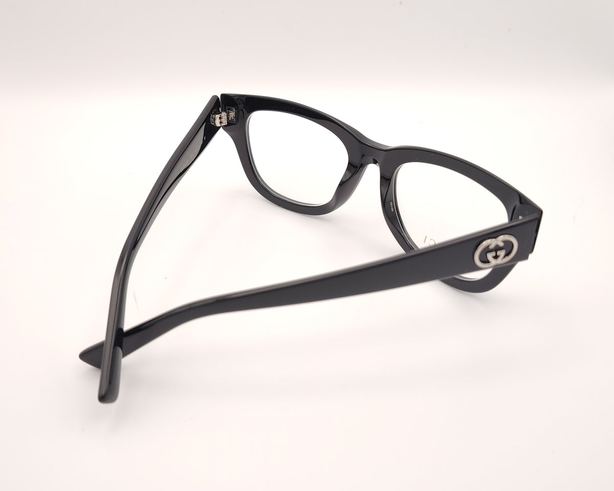 gafas graduadas gucci gg2202o de acetato con montura geométrica  color negro ligeramente cat eye y logo gg metálico en las varillas