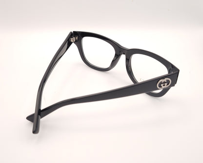 gafas graduadas gucci gg2202o de acetato con montura geométrica  color negro ligeramente cat eye y logo gg metálico en las varillas