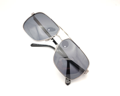 guess gu00119 08d gafas de sol de metal en formato cuadrado con doble puente, color plateado y lentes en color gris