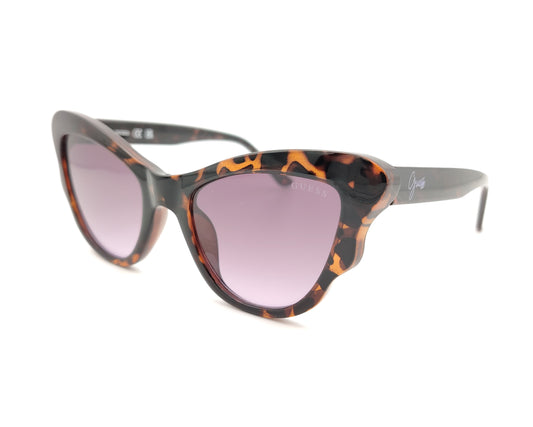 gafas de sol guess para niña o cara pequeña en carey oscuro con lentes lila degradadas