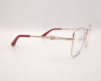 gafas graduadas guess de acero inoxidable doradas con forma cuadrada y terminales rojos
