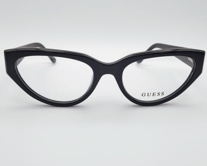 guess gu50113 001 gafas de acetato en formato cat eyes en color negro con logo dorado en las varillas