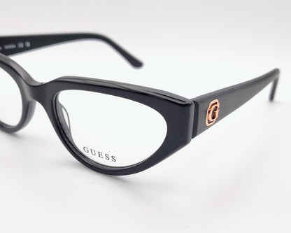 guess gu50113 001 gafas de acetato en formato cat eyes en color negro con logo dorado en las varillas