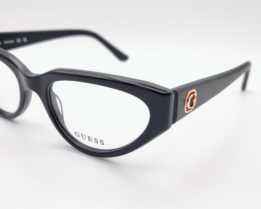 guess gu50113 001 gafas de acetato en formato cat eyes en color negro con logo dorado en las varillas