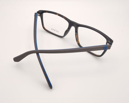gafas graduadas guess gu50130 052 rectangulares carey con detalles azules en las varillas