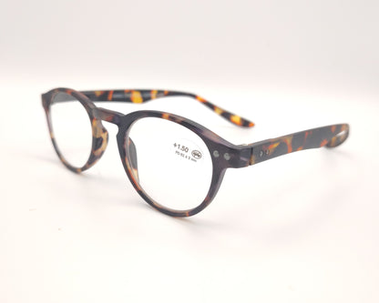 gafas premontadas de presbicia color carey con varillas largas curvas tipo koala para  poder dejarlas colgadas del cuello 