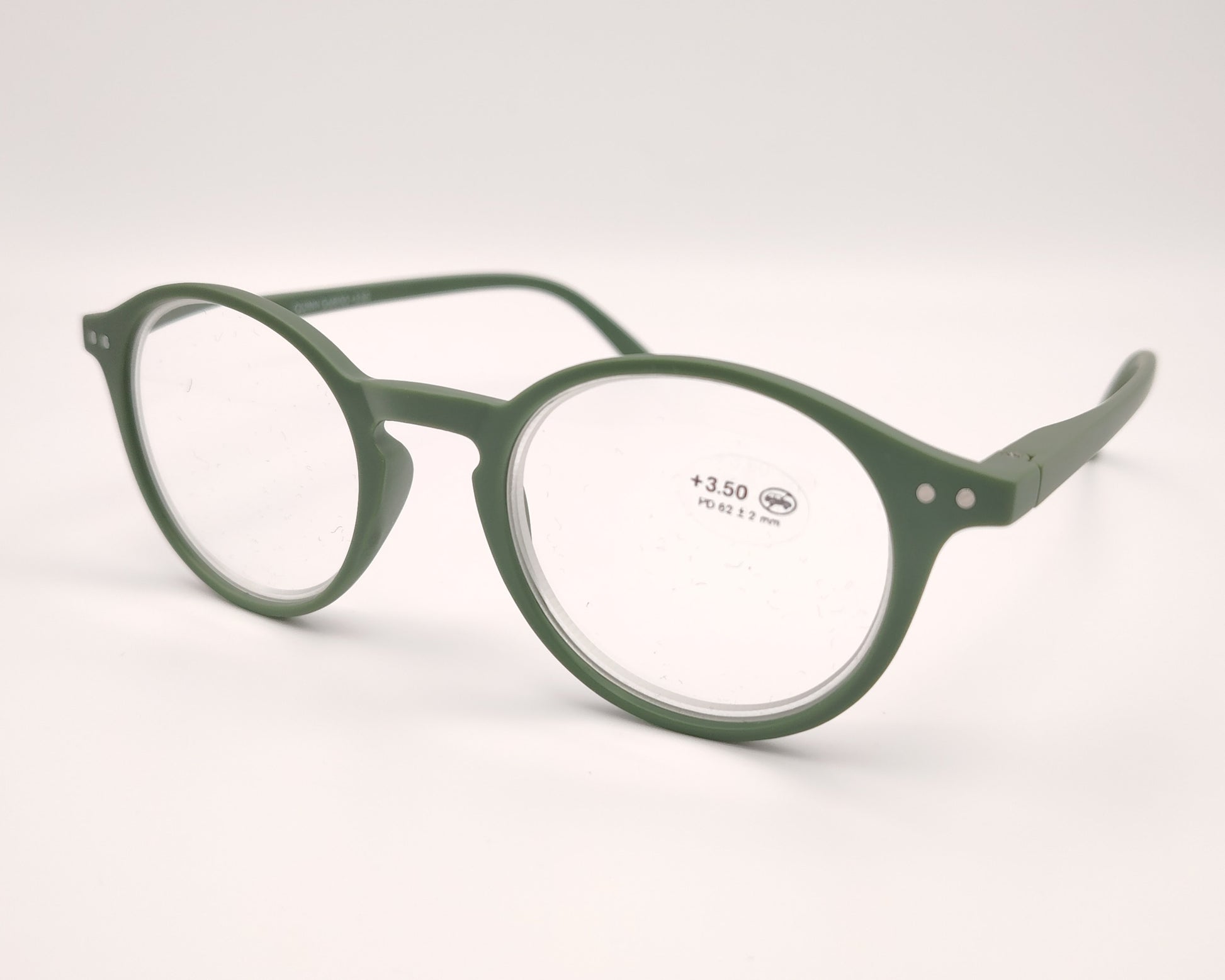 gafas premontadas redondas color verde mate con lentes para presbicia

