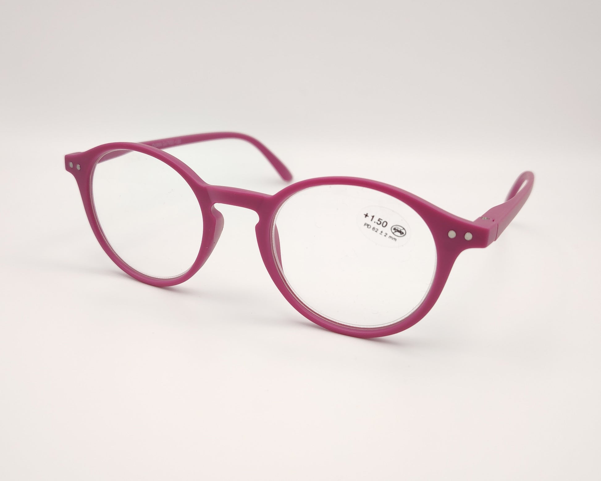 gafas premontadas redondas color fucsia con lentes para presbicia
