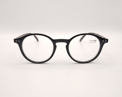 gafas premontadas de lectura redondas en negro con puente tipo llave 