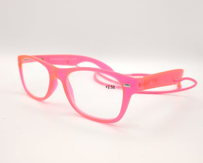 gafas premontadas para presbicia i need you summer pink rosa flúor con cordón flexible integrado