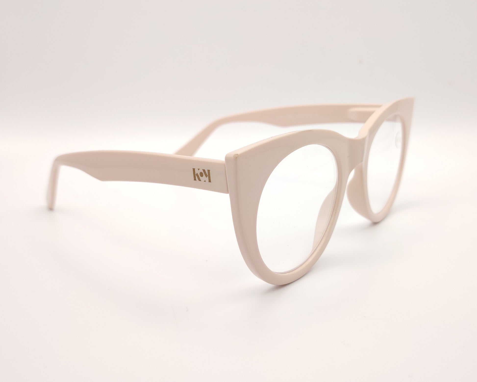 gafas premontadas de lectura de forma redondeada en color beige claro