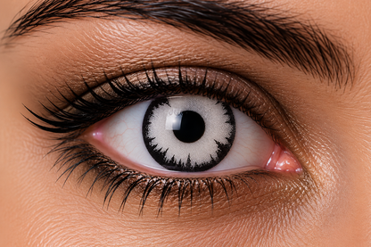lentillas de fantasia para halloween de color blanco con borde negro