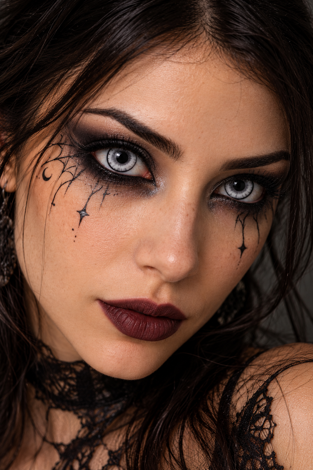 lentillas de fantasia para halloween de color blanco con borde negro