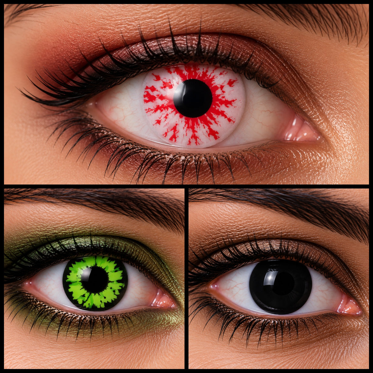 lentillas de fantasía semanales para halloween bloodshot black witch y reptil