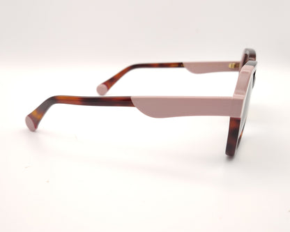 gafas de sol le parc draper 02 geométricas oversize en carey y rosa empolvado con lentes degradadas