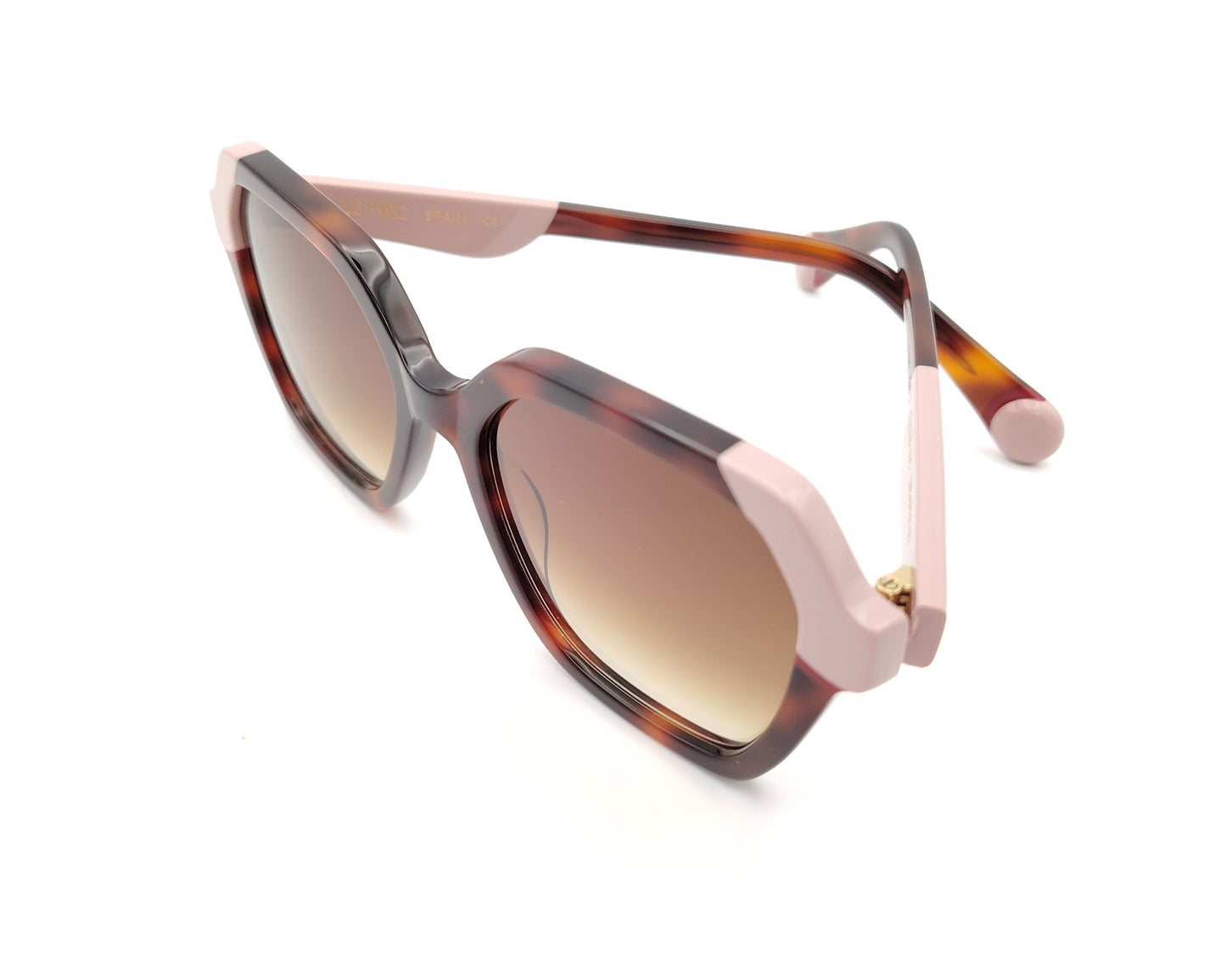 gafas de sol le parc draper 02 geométricas oversize en carey y rosa empolvado con lentes degradadas