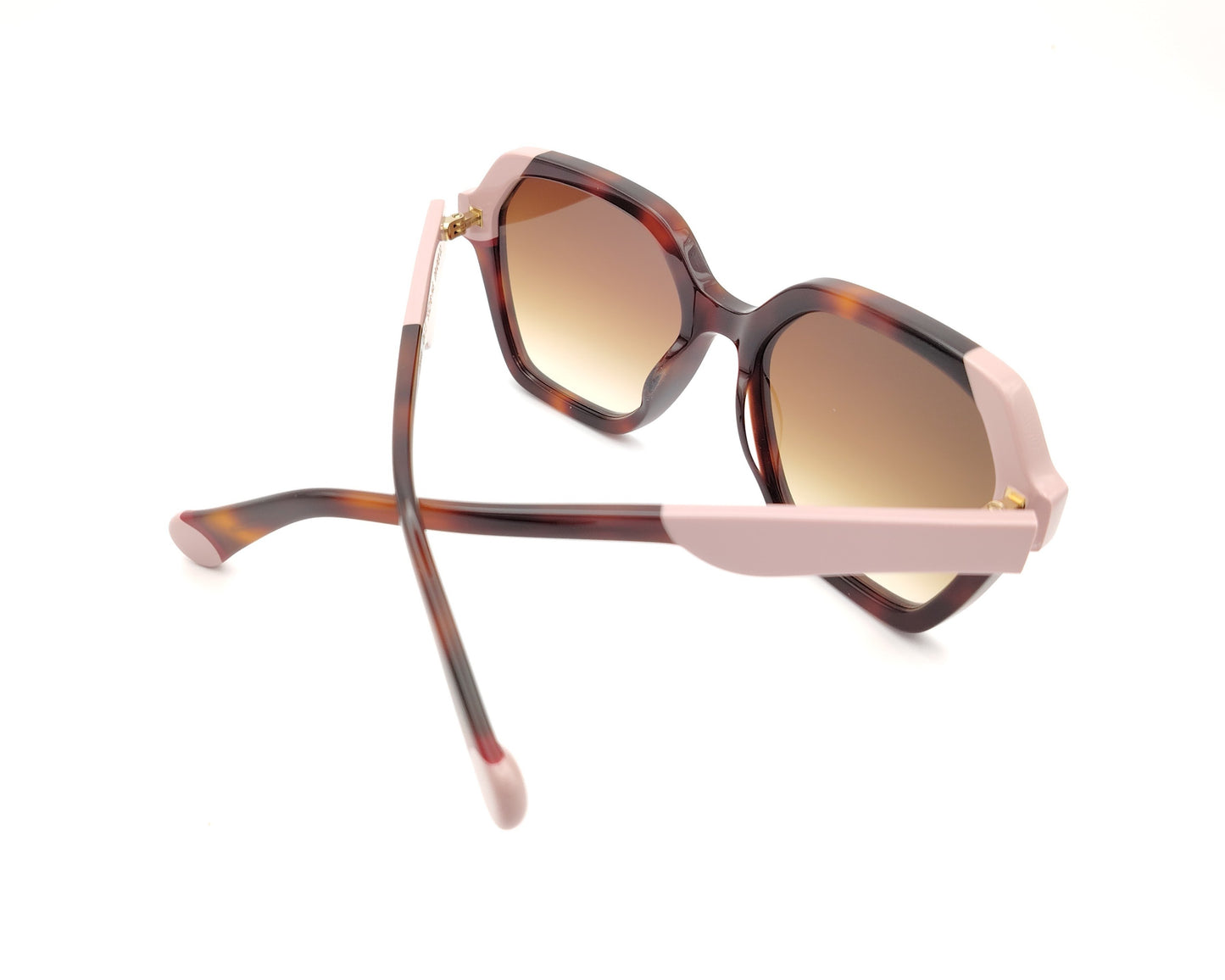 gafas de sol le parc draper 02 geométricas oversize en carey y rosa empolvado con lentes degradadas