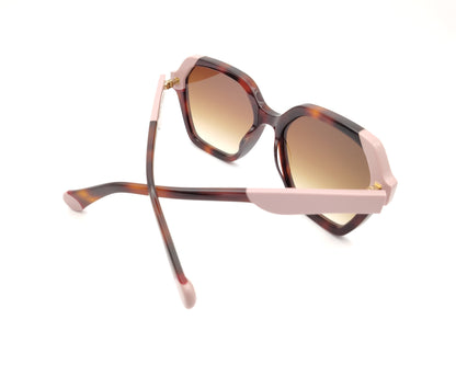 gafas de sol le parc draper 02 geométricas oversize en carey y rosa empolvado con lentes degradadas