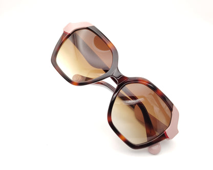 gafas de sol le parc draper 02 geométricas oversize en carey y rosa empolvado con lentes degradadas