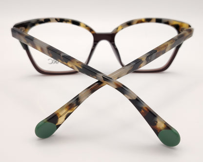 gafas le parc foster 04, montura de acetato en tonos habana, verde y marrón, diseño cuadrado con líneas geométricas, estilo moderno y sofisticado