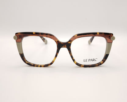 gafas de vista le parc con montura carey cuadrada y detalles en color beige claro