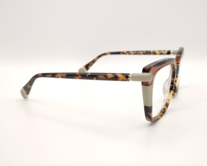 gafas de vista le parc con montura carey cuadrada y detalles en color beige claro