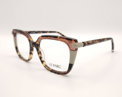 gafas de vista le parc con montura carey cuadrada y detalles en color beige claro