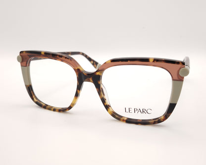 gafas de vista le parc con montura carey cuadrada y detalles en color beige claro