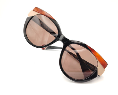 gafas de sol le parc kappor 01 negras con detalles crema y carey ámbar y lentes marrones