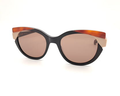 gafas de sol le parc kappor 01 negras con detalles crema y carey ámbar y lentes marrones