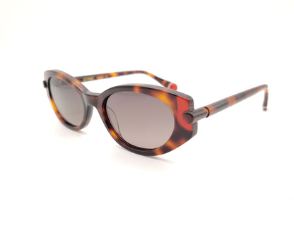 gafas de sol le parc klein 02 carey en tonos marrón, ámbar y rojo con forma ovalada retro