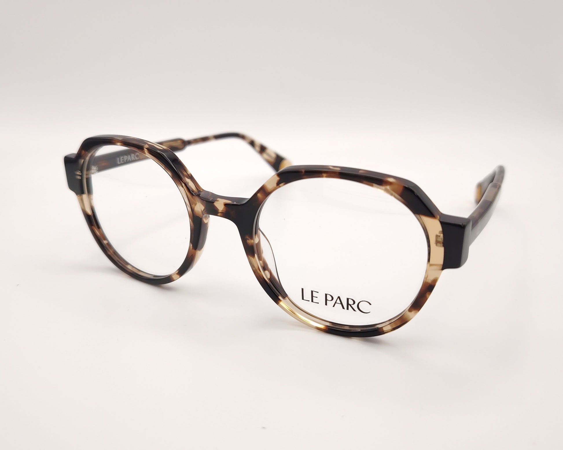 gafas le parc marcelis 02, montura redonda de acetato en tonos habana y negro, diseño moderno con estilo sofisticado