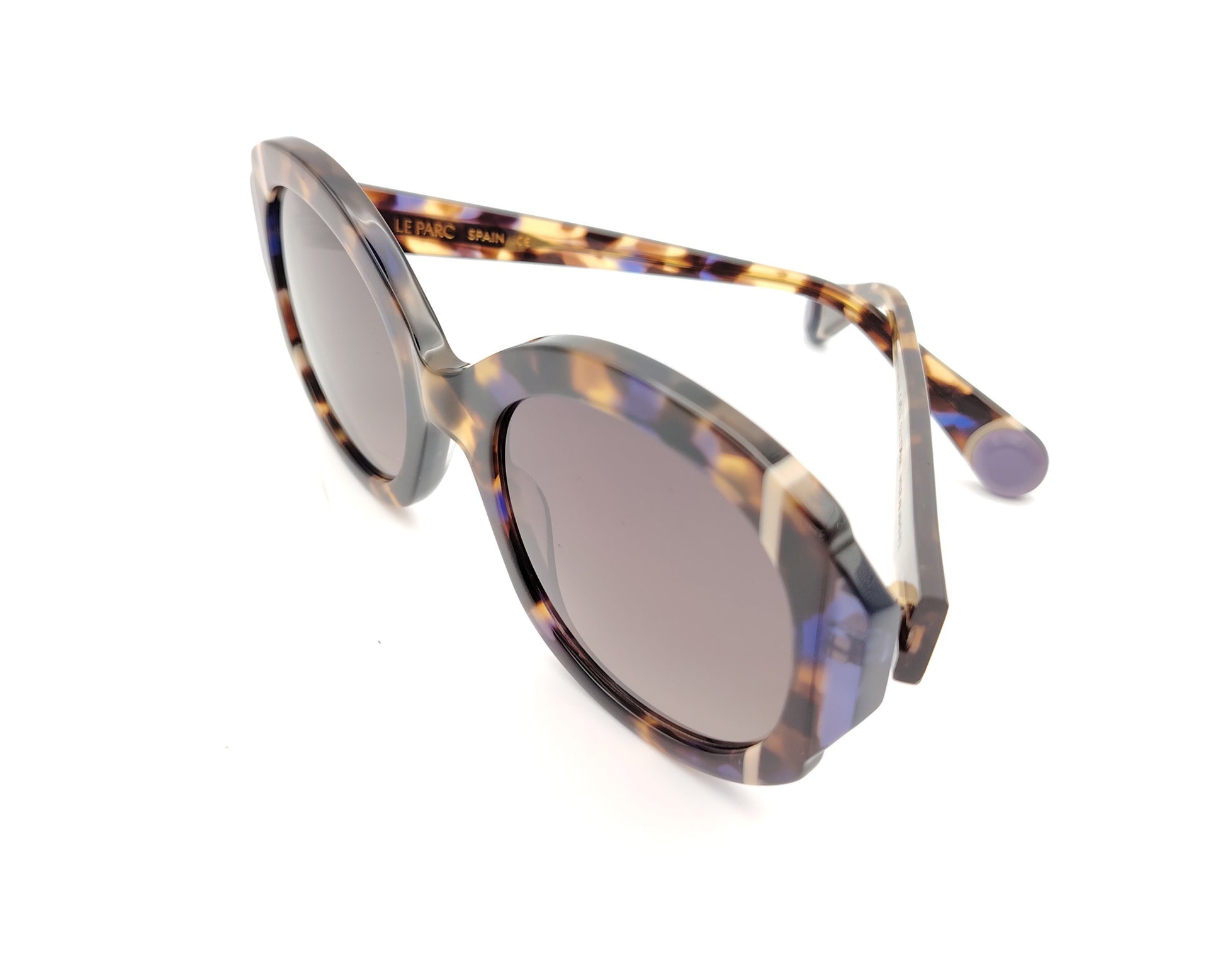 gafas de sol le parc murakami 02 oversize en carey multicolor con tonos miel, violeta y gris ahumado