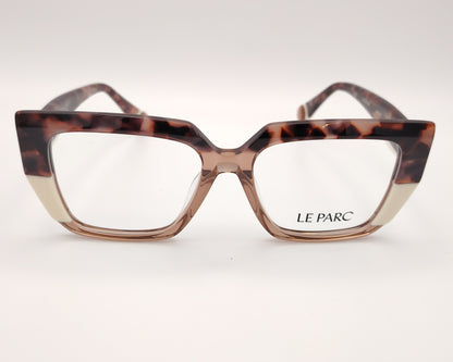 gafas le parc nanna 01, montura geométrica de acetato en tonos habana y beige, diseño vanguardista y sofisticado, estilo llamativo con personalidad