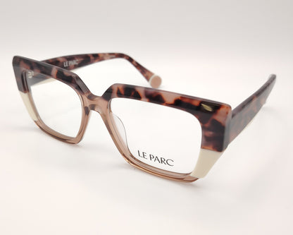 gafas le parc nanna 01, montura geométrica de acetato en tonos habana y beige, diseño vanguardista y sofisticado, estilo llamativo con personalidad