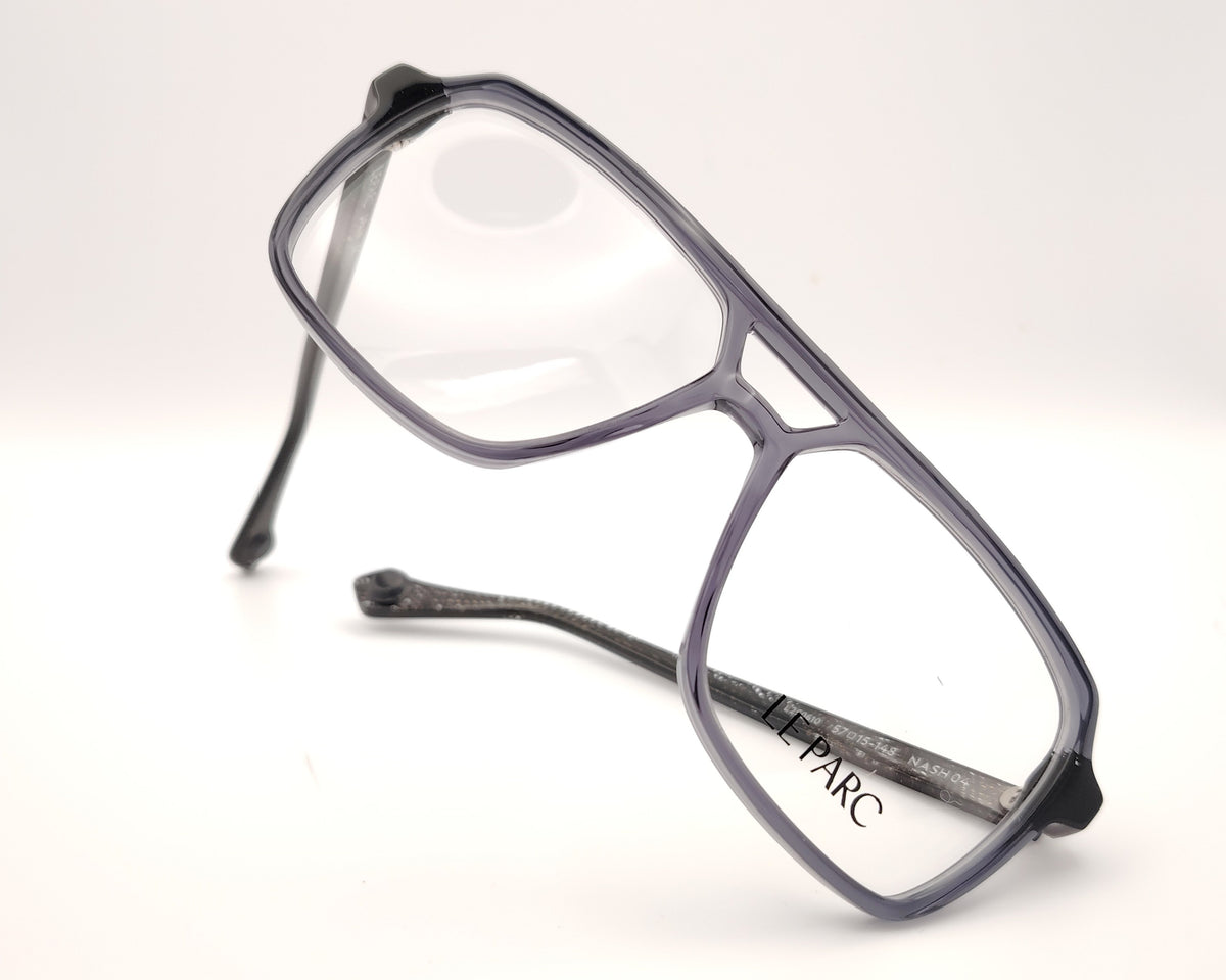 gafas graduadas le parc de estilo aviador en acetato translúcido gris con doble puente