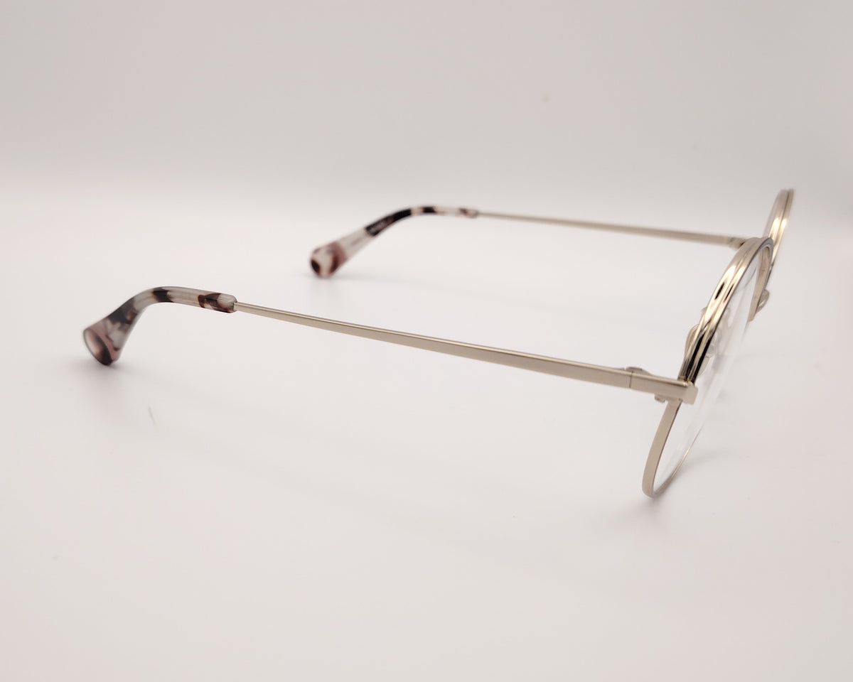gafas graduadas le parc odile 04 redondas de metal dorado con marrón y rosa