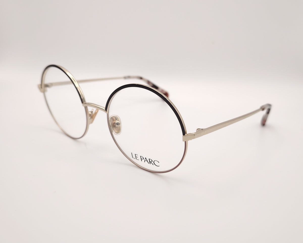 gafas graduadas le parc odile 04 redondas de metal dorado con marrón y rosa