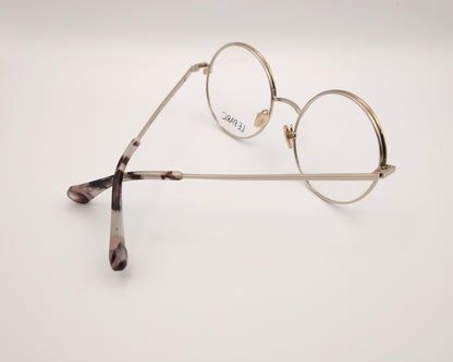gafas graduadas le parc odile 04 redondas de metal dorado con marrón y rosa