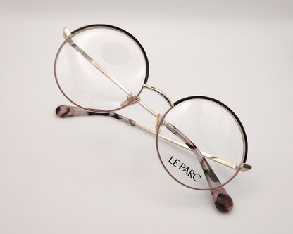 gafas graduadas le parc odile 04 redondas de metal dorado con marrón y rosa